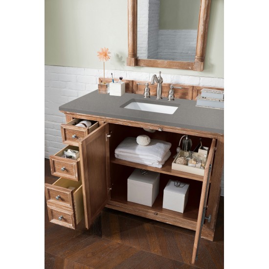 Providence 48" Single Vanity Cabinet, Driftwood, w/ 3 CM Grey Expo Quartz Top