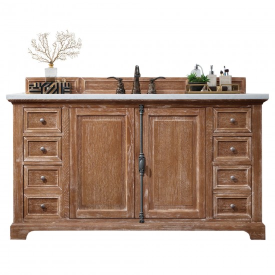 Providence 60" Driftwood Single Vanity w/ 3 CM Arctic Fall Solid Surface Top