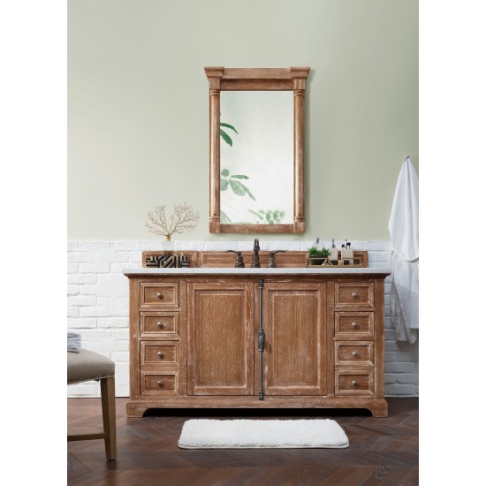 Providence 60" Driftwood Single Vanity w/ 3 CM Arctic Fall Solid Surface Top