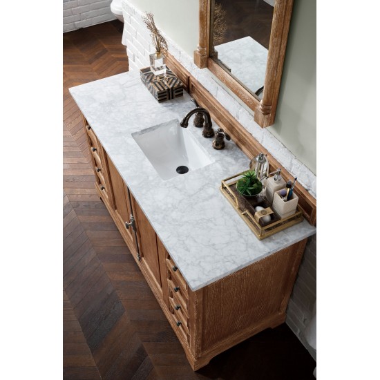 Providence 60" Driftwood Single Vanity w/ 3 CM Carrara Marble Top