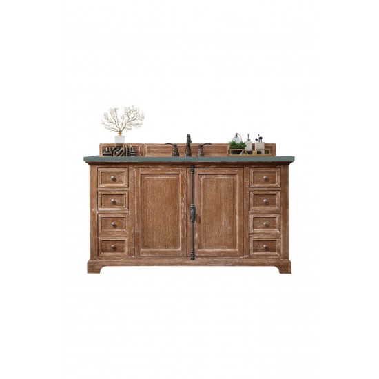 Providence 60" Single Vanity Cabinet, Driftwood, w/ 3 CM Cala Blue Quartz Top