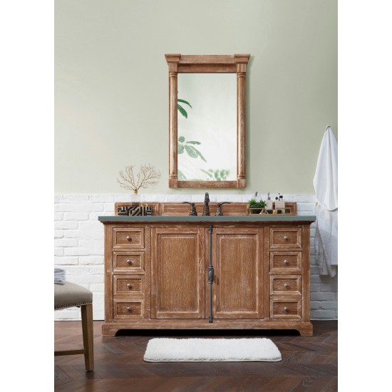 Providence 60" Single Vanity Cabinet, Driftwood, w/ 3 CM Cala Blue Quartz Top