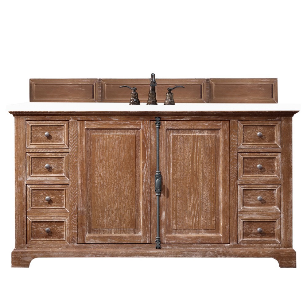 Providence 60" Single Vanity, Driftwood, w/ 3 CM Classic White Quartz Top