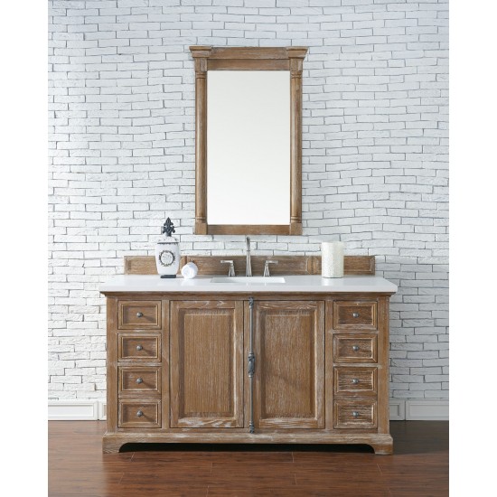 Providence 60" Single Vanity, Driftwood, w/ 3 CM Classic White Quartz Top