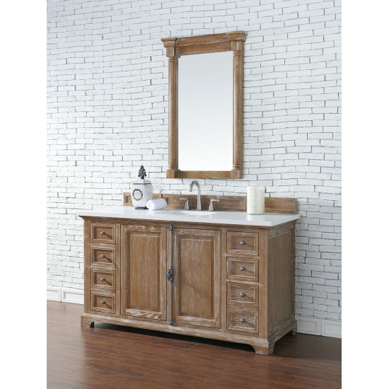 Providence 60" Single Vanity, Driftwood, w/ 3 CM Classic White Quartz Top