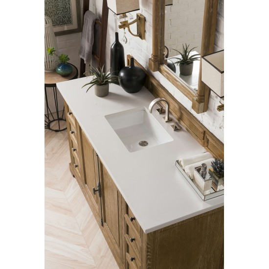 Providence 60" Single Vanity, Driftwood, w/ 3 CM Classic White Quartz Top