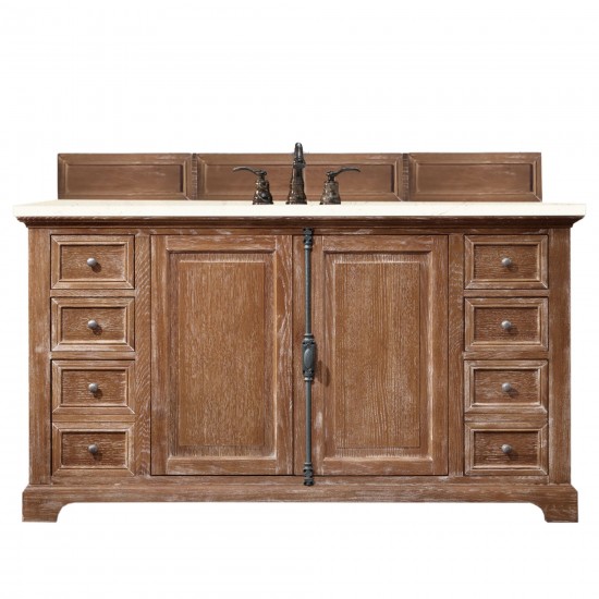 Providence 60" Single Vanity, Driftwood, w/ 3 CM Eternal Marfil Quartz Top