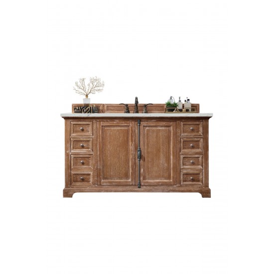 Providence 60" Single Vanity, Driftwood, w/ 3 CM Ethereal Noctis Quartz Top