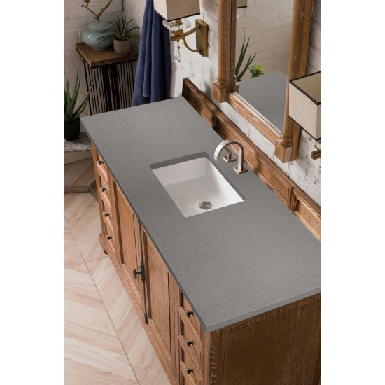 Providence 60" Single Vanity Cabinet, Driftwood, w/ 3 CM Grey Expo Quartz Top