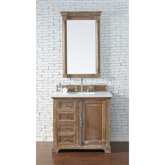 Providence 36" Single Vanity, Driftwood, w/ 3 CM Classic White Quartz Top