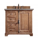 Providence 36" Single Vanity Cabinet, Driftwood, w/ 3 CM Grey Expo Quartz Top