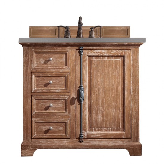 Providence 36" Single Vanity Cabinet, Driftwood, w/ 3 CM Grey Expo Quartz Top