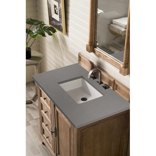 Providence 36" Single Vanity Cabinet, Driftwood, w/ 3 CM Grey Expo Quartz Top