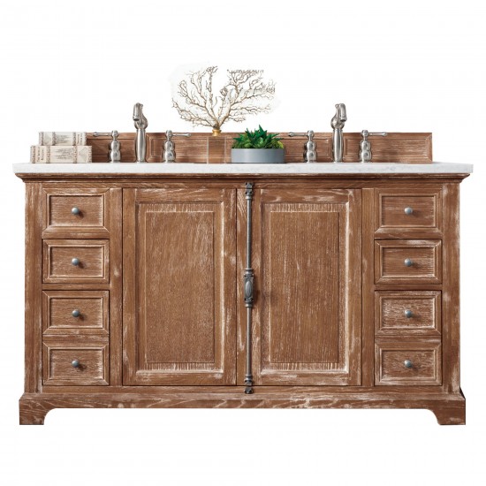 Providence 60" Driftwood Double Vanity w/ 3 CM Carrara Marble Top