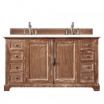 Providence 60" Double Vanity, Driftwood, w/ 3 CM Classic White Quartz Top
