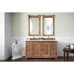 Providence 60" Double Vanity, Driftwood, w/ 3 CM Classic White Quartz Top