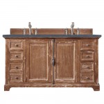 Providence 60" Double Vanity, Driftwood, w/ 3 CM Charcoal Soapstone Quartz Top