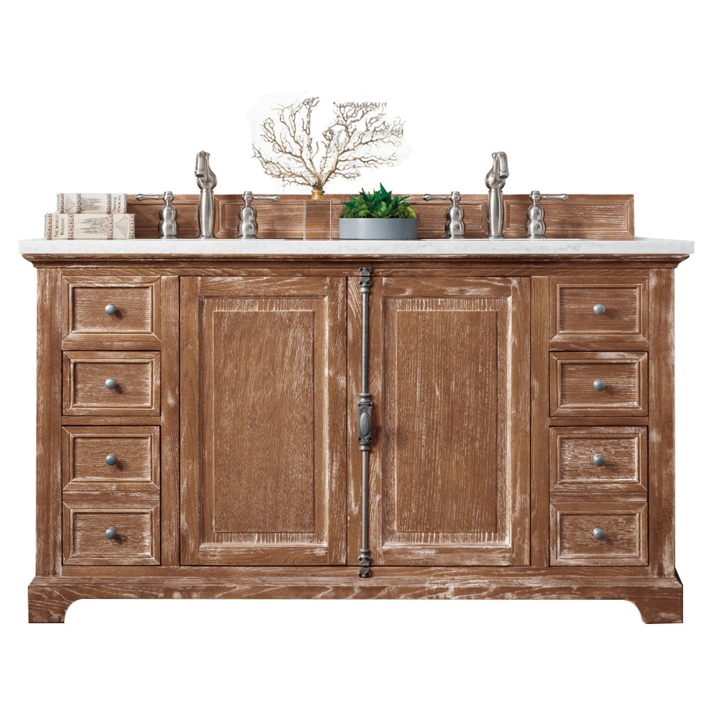 Providence 60" Double Vanity Driftwood w/ 3 CM Eternal Jasmine Pearl Quartz Top