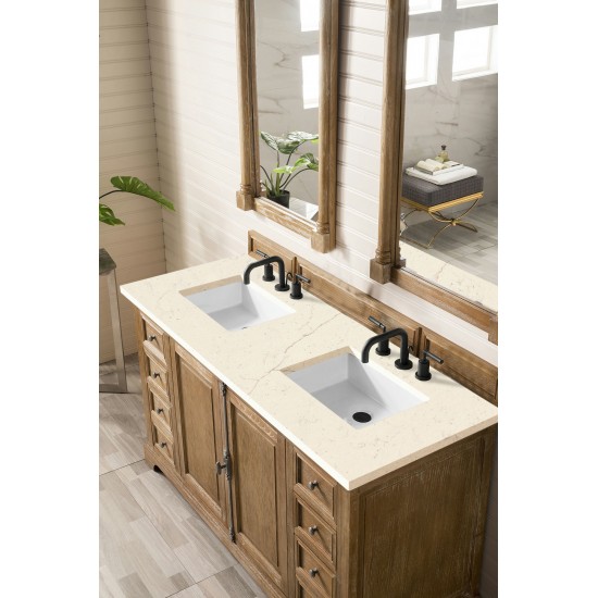 Providence 60" Double Vanity, Driftwood, w/ 3 CM Eternal Marfil Quartz Top