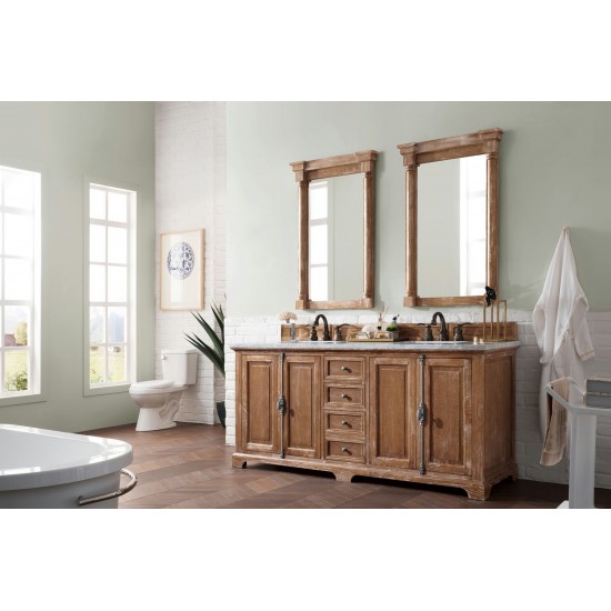 Providence 72" Driftwood Double Vanity w/ 3 CM Carrara Marble Top