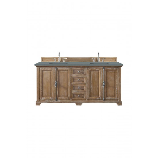 Providence 72" Double Vanity Cabinet, Driftwood, w/ 3 CM Cala Blue Quartz Top