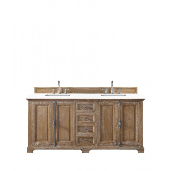 Providence 72" Double Vanity, Driftwood, w/ 3 CM Classic White Quartz Top