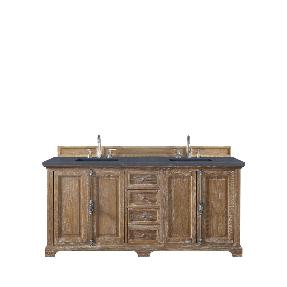 Providence 72" Double Vanity, Driftwood, w/ 3 CM Charcoal Soapstone Quartz Top