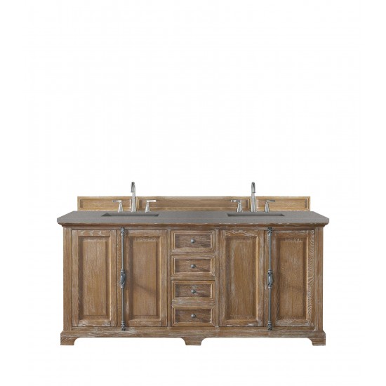 Providence 72" Double Vanity Cabinet, Driftwood, w/ 3 CM Grey Expo Quartz Top