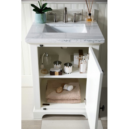 Providence 26" Bright White Single Vanity w/ 3 CM Arctic Fall Solid Surface Top