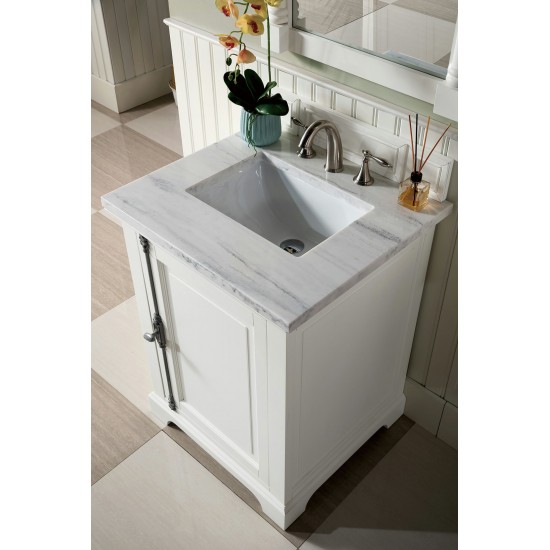 Providence 26" Bright White Single Vanity w/ 3 CM Arctic Fall Solid Surface Top