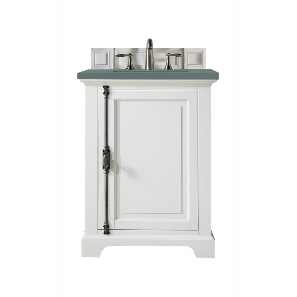 Providence 26" Single Vanity Cabinet, Bright White, w/ 3 CM Cala Blue Quartz Top