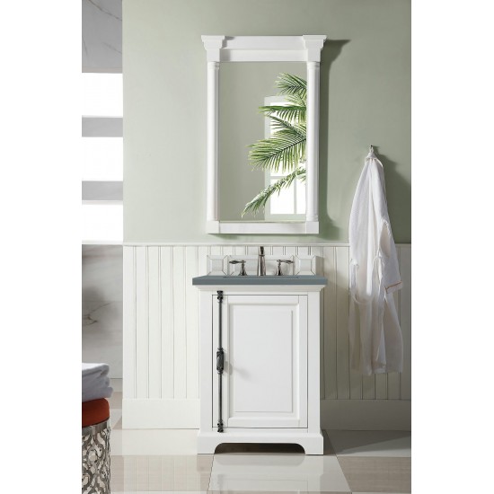 Providence 26" Single Vanity Cabinet, Bright White, w/ 3 CM Cala Blue Quartz Top