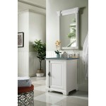 Providence 26" Single Vanity Cabinet, Bright White, w/ 3 CM Cala Blue Quartz Top