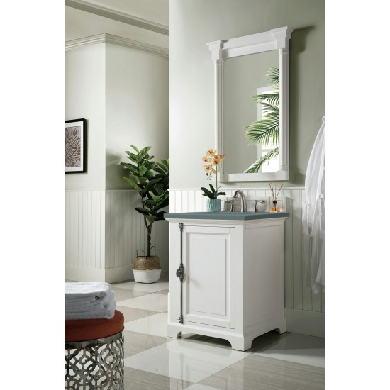 Providence 26" Single Vanity Cabinet, Bright White, w/ 3 CM Cala Blue Quartz Top