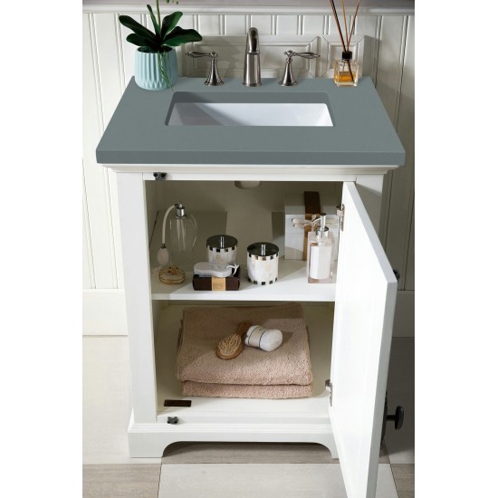 Providence 26" Single Vanity Cabinet, Bright White, w/ 3 CM Cala Blue Quartz Top