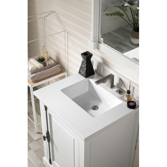 Providence 26" Single Vanity, Bright White, w/ 3 CM Classic White Quartz Top