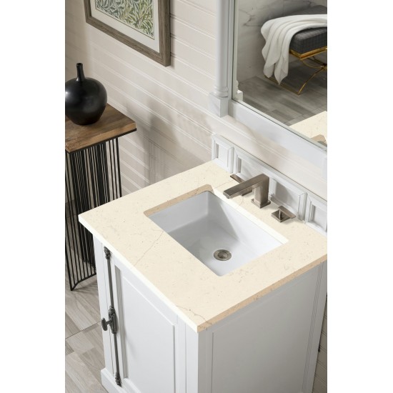 Providence 26" Single Vanity, Bright White, w/ 3 CM Eternal Marfil Quartz Top