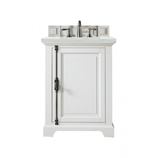 Providence 26" Single Vanity, Bright White, w/ 3 CM Ethereal Noctis Quartz Top