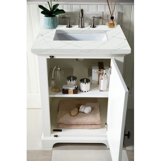 Providence 26" Single Vanity, Bright White, w/ 3 CM Ethereal Noctis Quartz Top