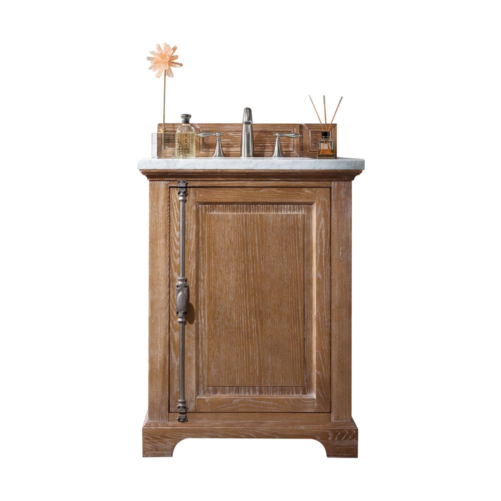 Providence 26" Driftwood Single Vanity w/ 3 CM Carrara Marble Top