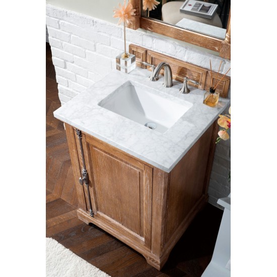 Providence 26" Driftwood Single Vanity w/ 3 CM Carrara Marble Top