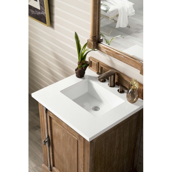 Providence 26" Single Vanity, Driftwood, w/ 3 CM Classic White Quartz Top