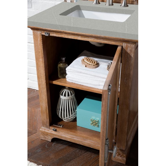 Providence 26" Single Vanity, Driftwood, w/ 3 CM Eternal Serena Quartz Top