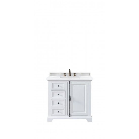 Providence 36" Bright White Single Vanity w/ 3 CM Arctic Fall Solid Surface Top