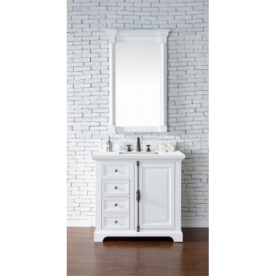 Providence 36" Bright White Single Vanity w/ 3 CM Arctic Fall Solid Surface Top