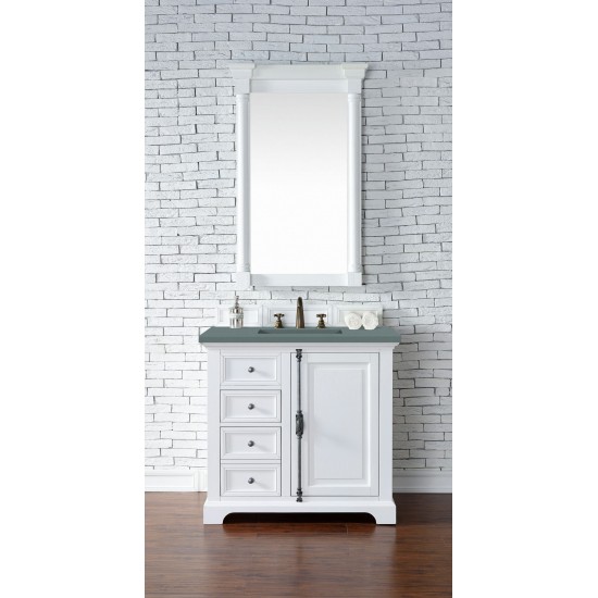 Providence 36" Single Vanity Cabinet, Bright White, w/ 3 CM Cala Blue Quartz Top