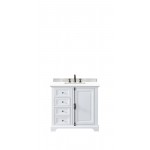 Providence 36" Single Vanity, Bright White, w/ 3 CM Classic White Quartz Top