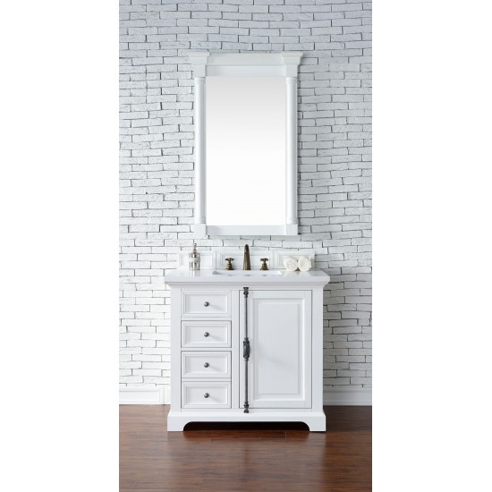 Providence 36" Single Vanity, Bright White, w/ 3 CM Classic White Quartz Top