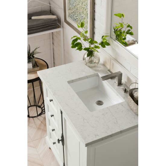 Providence 36" Single Vanity Bright White w/ 3 CM Jasmine Pearl Quartz Top