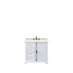 Providence 36" Single Vanity, Bright White, w/ 3 CM Eternal Marfil Quartz Top